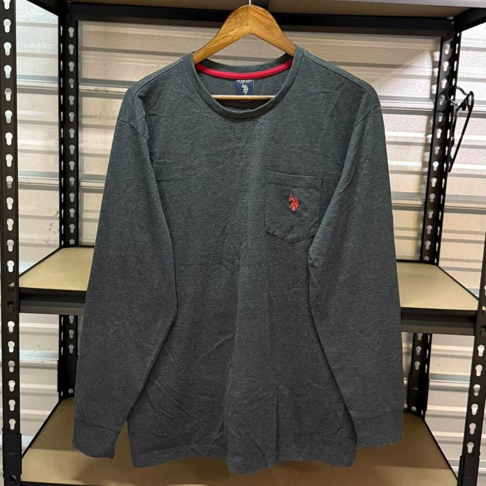 U.S. Polo Assn Long Sleeve Pocket Tee Shirt Gray L
